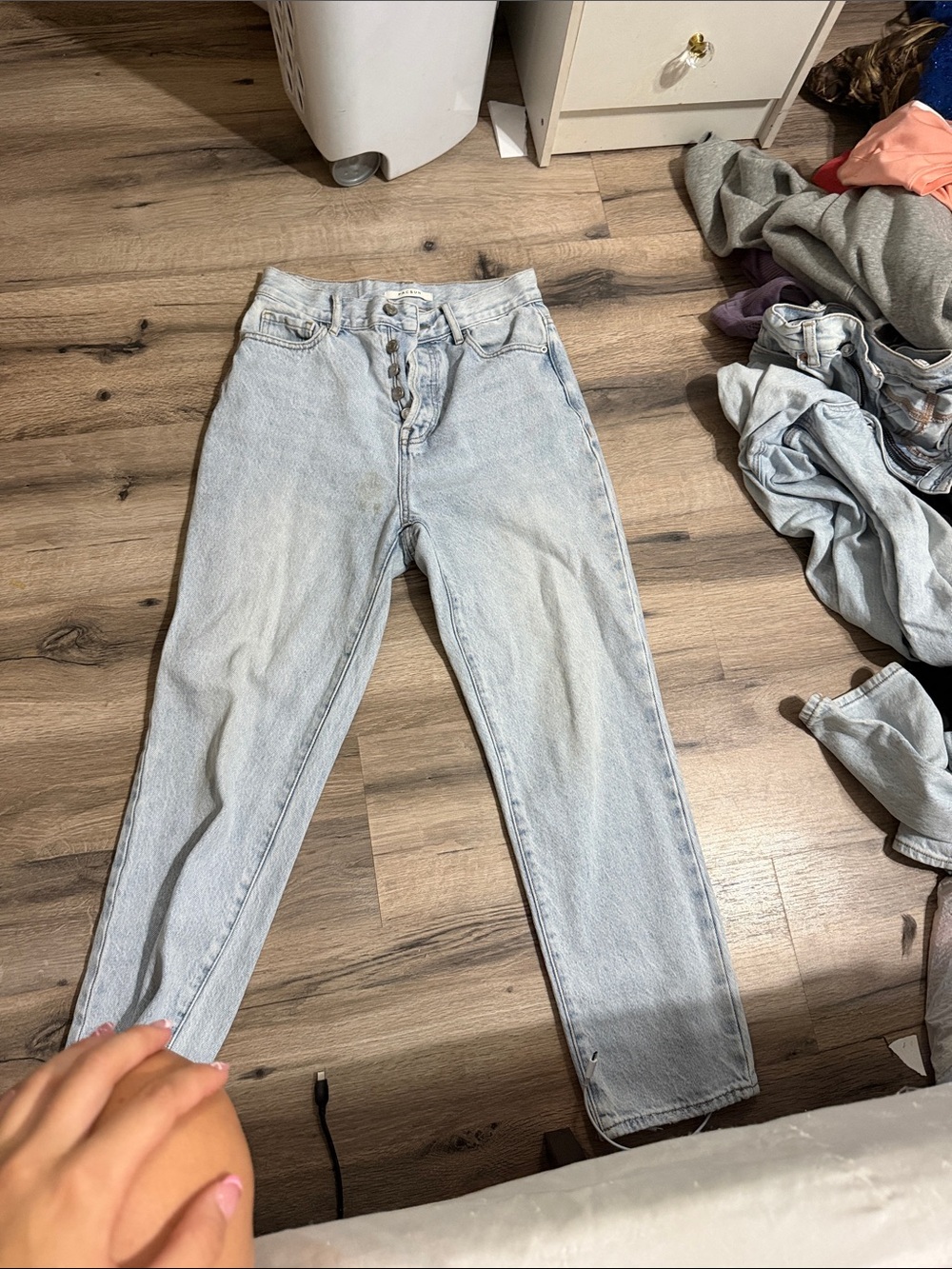 PacSun High-Rise Light Blue Button-Fly Jeans